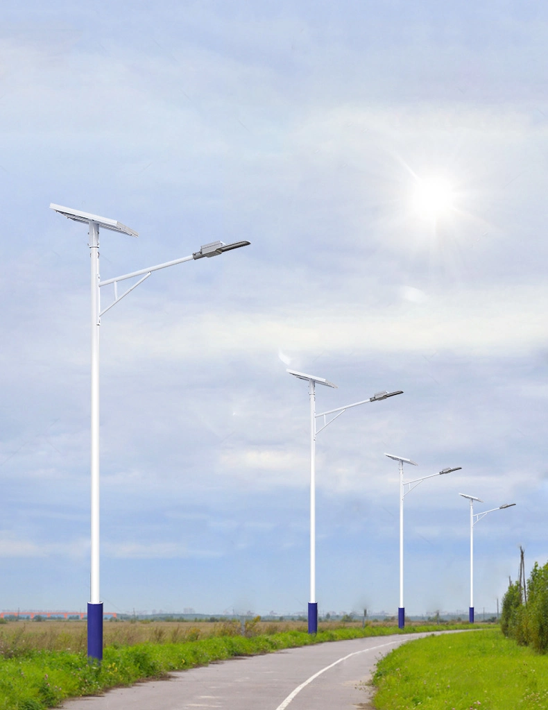 Outdoor Solar LED Street Energy Saving Lamps with 6m High Pole Double Arm