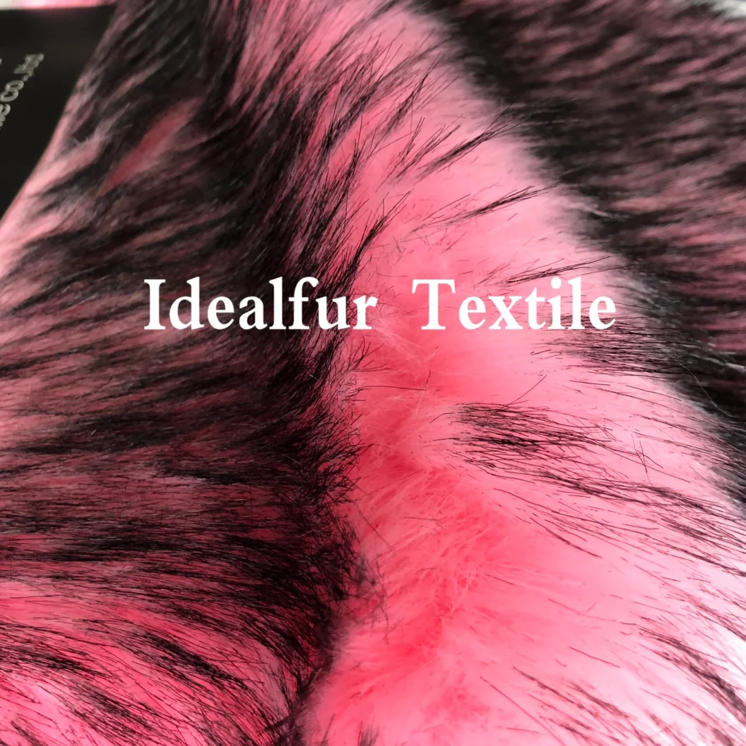 Pink Long Pile Black Tip Artificial Fur for Collar