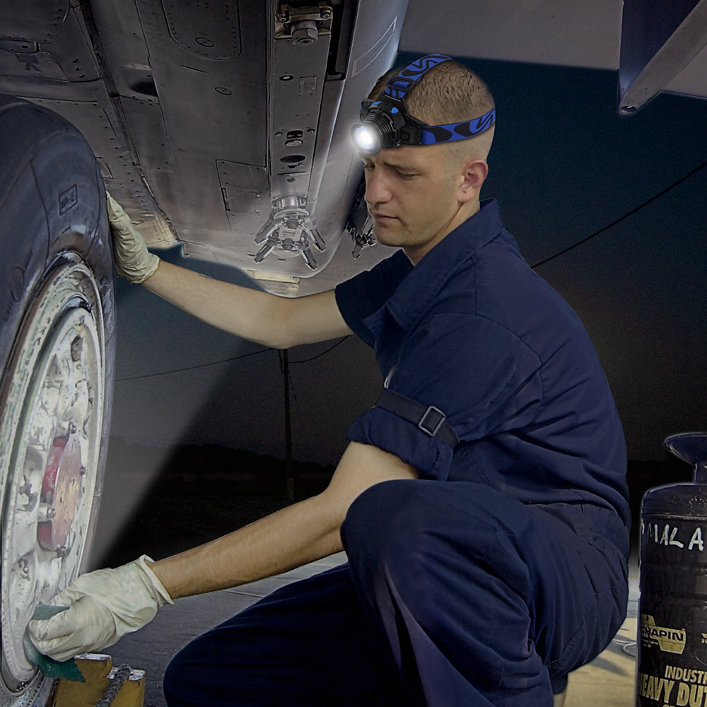 USB Rechargeable Waterproof Zoomable 3 Modes 90 Rotation High Performance LED Headlamp for Emergency Working Searching