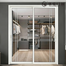 Cream White Grid Glass Sliding Closet Doors