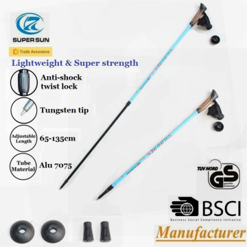 Supersun outdoor mountain climbing stick aluminum ultralight adjustable mountaineering trekking pole