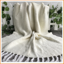 Heavy Gauge King Size Ivory Chunky Blanket with tassel