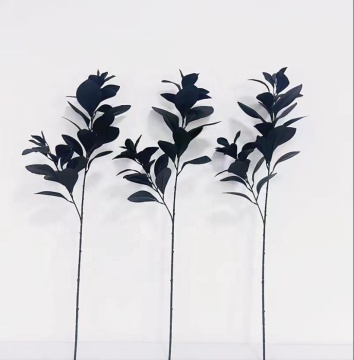 Customized Real Touch Artificial Black Plant Leaves for Sale