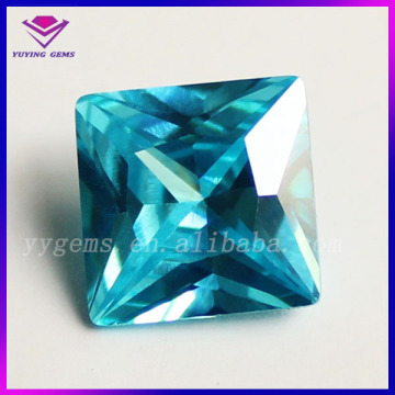 Blue Color Aquamarine Cubic Zirconia Square Shape Loose Gemstone