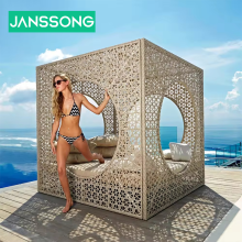 Aluminum Frame Rattan Beach Hut Outdoor Daybed