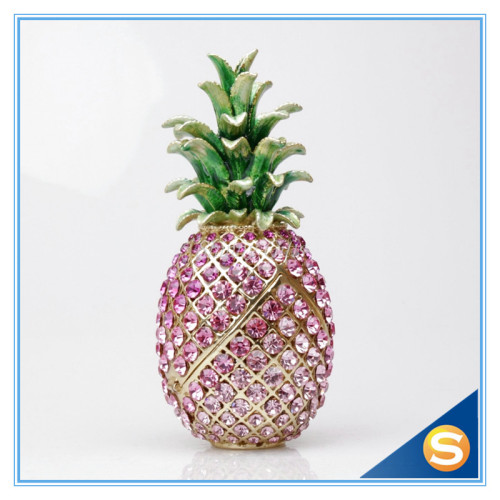 Pineapple Jeweled Trinket Box Jewelry Box with Crystal Stones