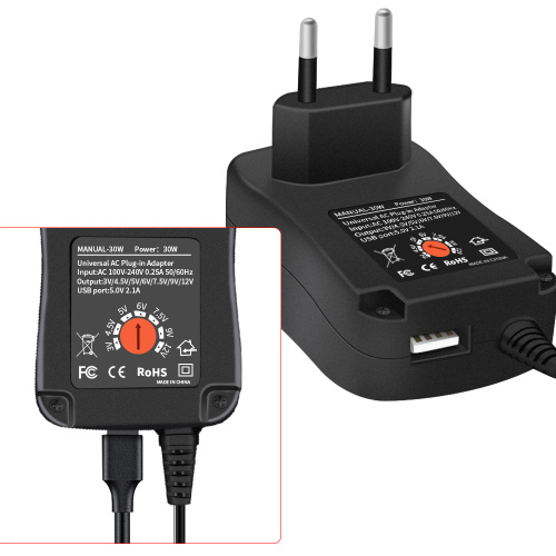 30W Universal Wall Plug-in AC/DC Adapter WithUSB
