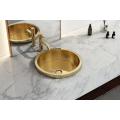 Round Stainless Steel Gold Above Counter Bathroom Sink