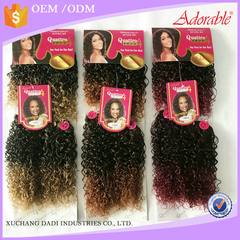 xuchang dadi hair factory yaki braiding hair quattro bebe curl 4pcs,small curly heat resistant fiber synthetic hair packing