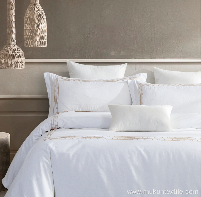 Hotel luxury bedding sheet set cotton white