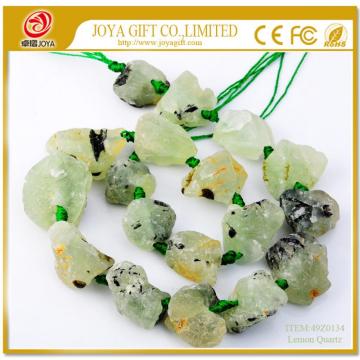 Natural Raw Rough Lemon Crystal Quartz Beads