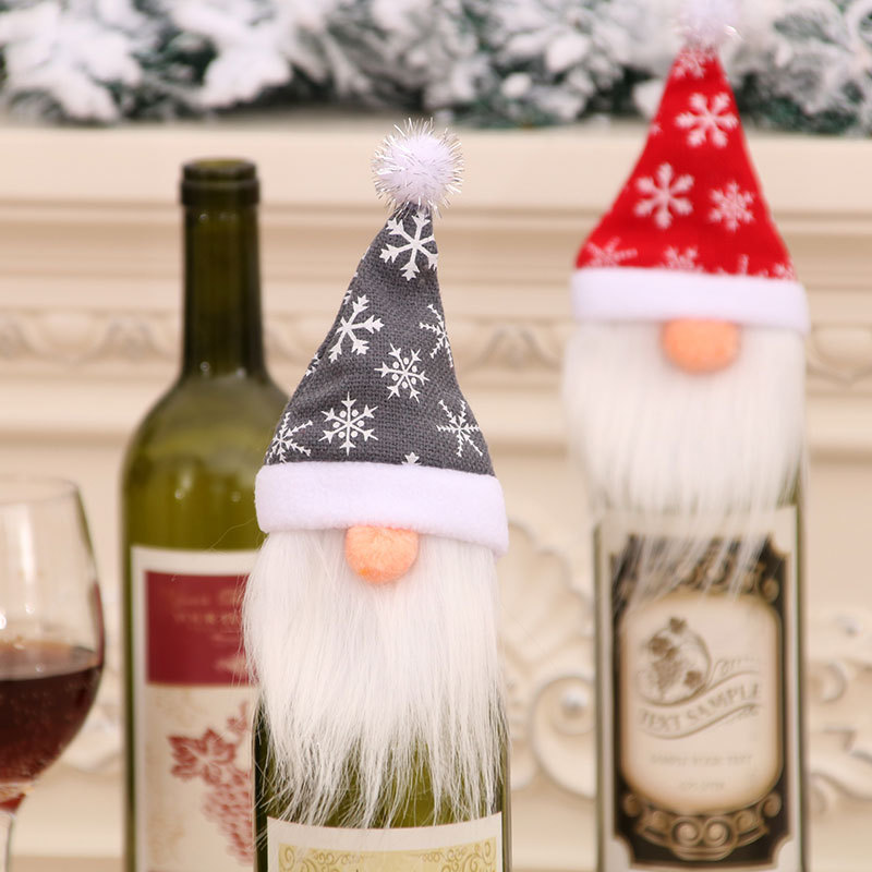 New Christmas home decorations red wine set red bottle cover dining table home decoration supplies faceless elderly