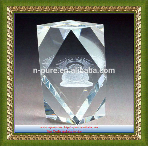 religious engraved crystal cube,personalized 3D Crystal Sakyamuni Cube