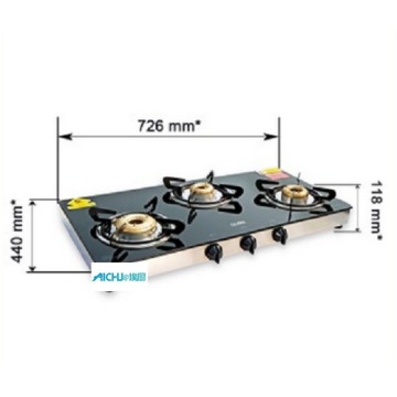 Glen 3 Forged Burners Glass Gas Stove