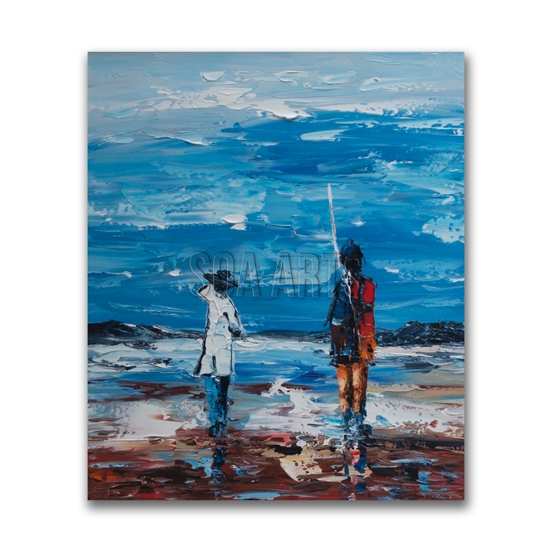 Kids on the Beach Abstract Oil Painting