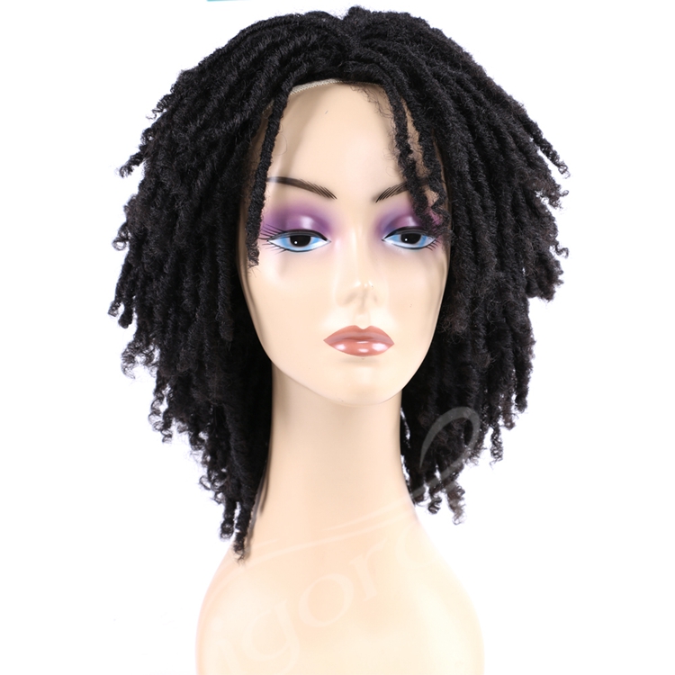 Short Natural Color Black Freetress Faux Locks Passion Twist Crochet Machine Made Brading Wigs Synthetic Hair