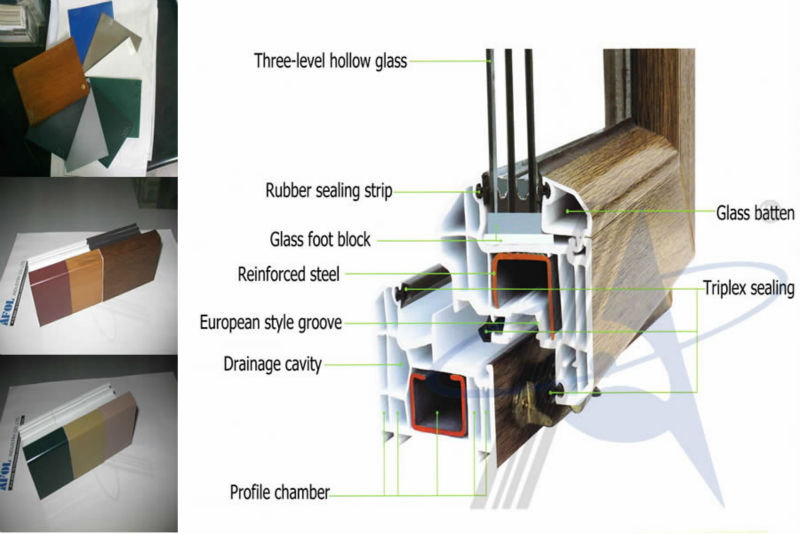 Europen style high quality pvc window with lattice made in china