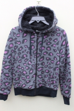 100% polyester knitted all over print ladies Keep warm jacket