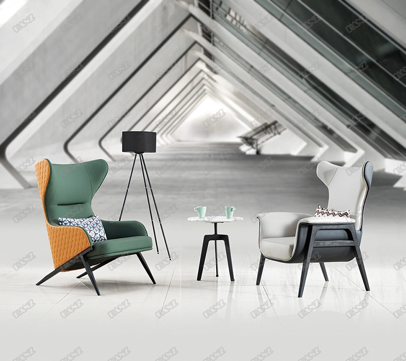 Fabric Leather Hotel Leisure Chair Wooden Leg