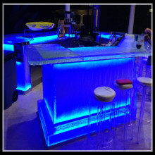 polished modern bar countertop with LED light