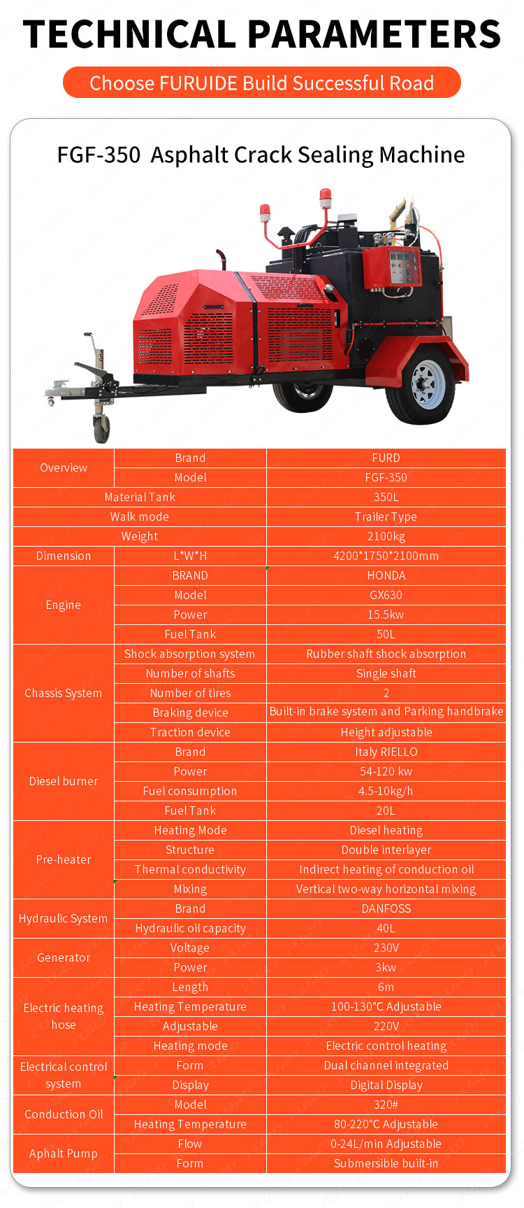 350L asphalt crack sealing machine