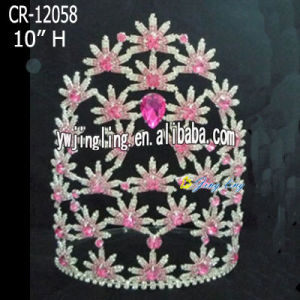 Pink Rhinestone Flower Tiara Princess Bridal Headpiece