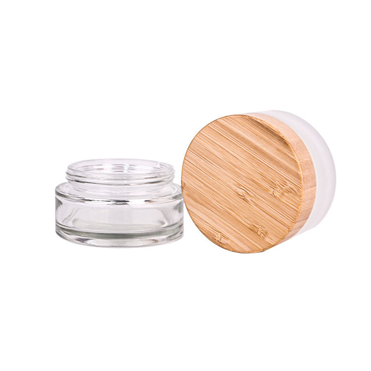 50g 100g skincare face cream glass jar with bamboo lid