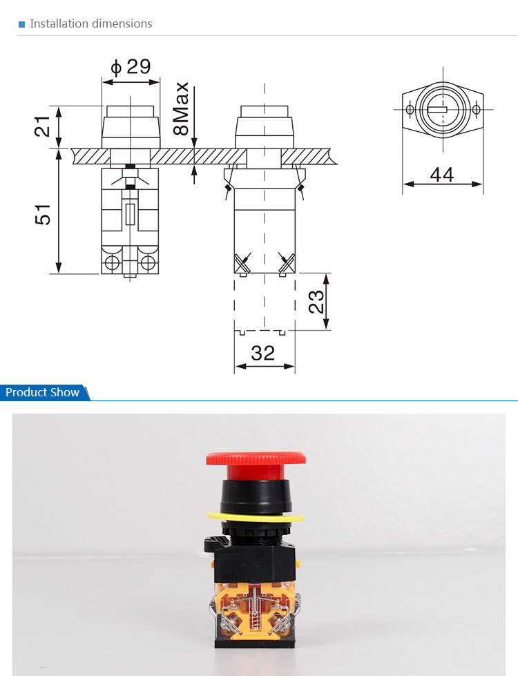 SAIP/SAIPWELL Start Stop Emergency Extended Push Button