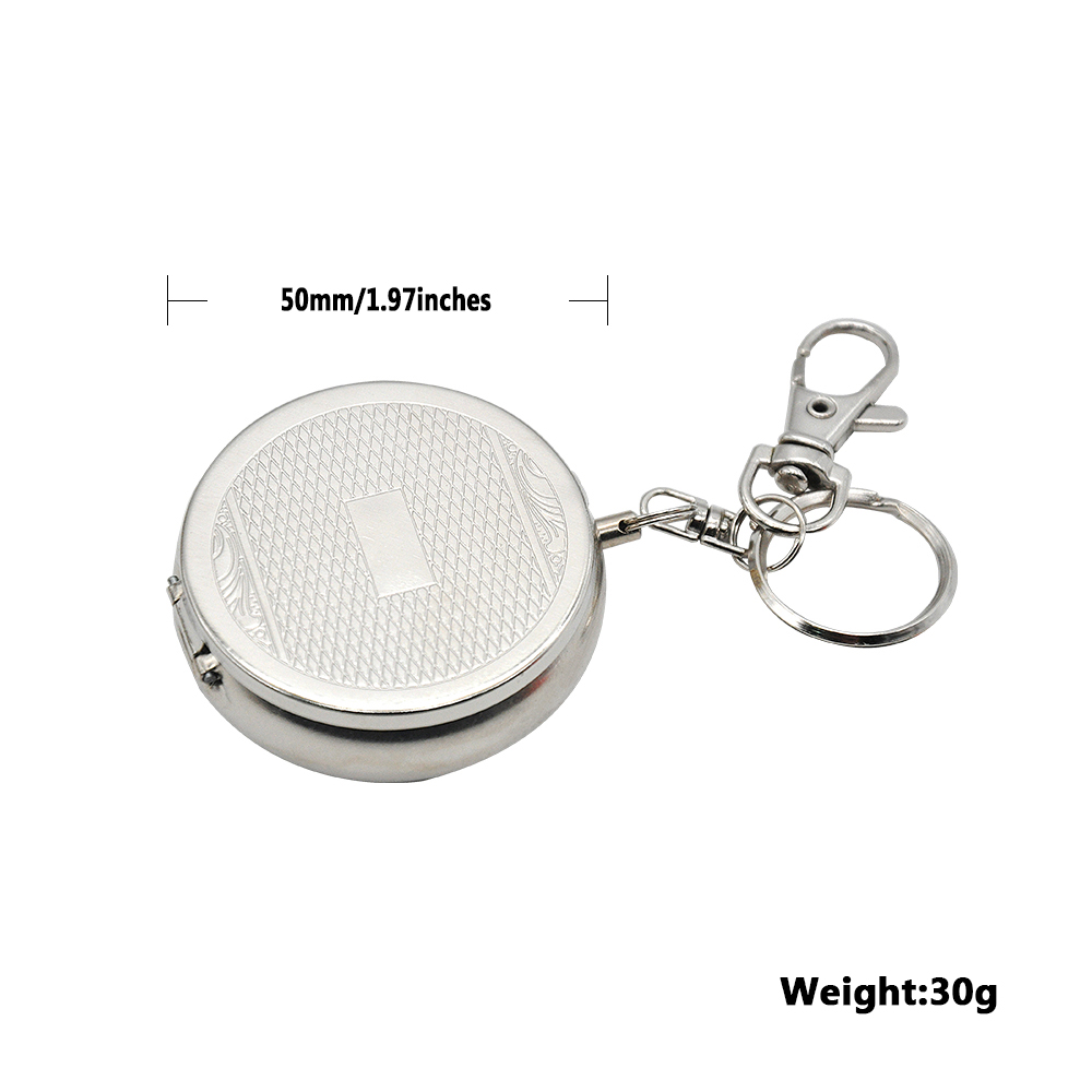 Portable Silver Color Pocket Watch Shape Ashtray Metal Ashtray With Key Chain