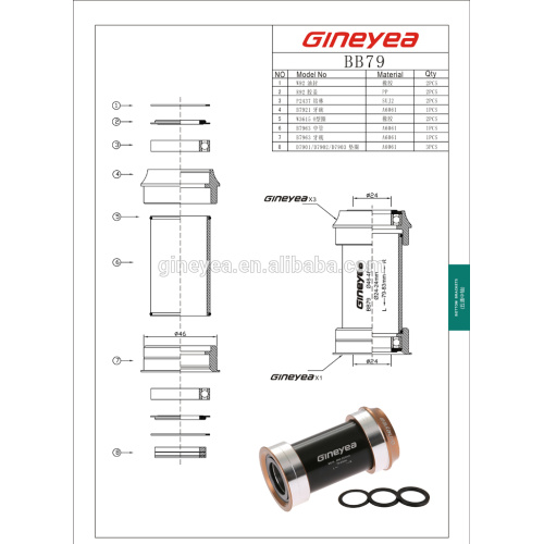 BB right Bicycle Bottom Bracket Taiwan Bearing Accessories