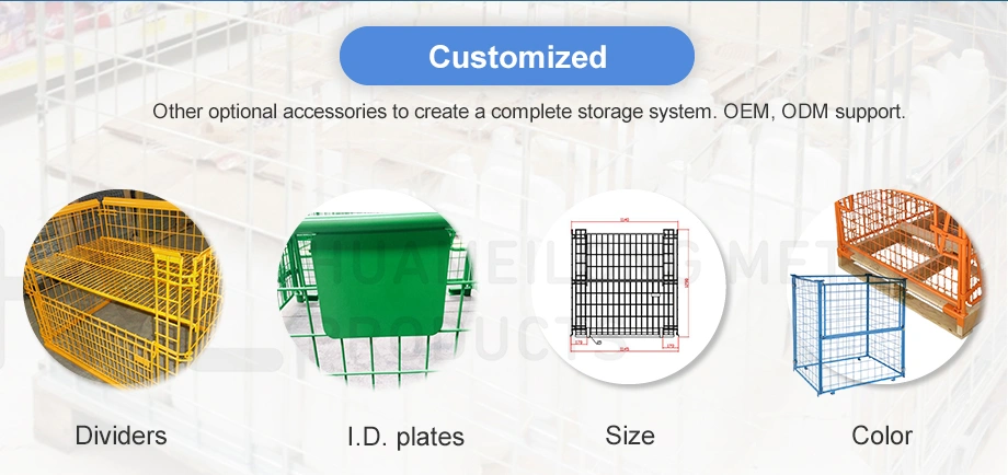 Metal Steel Stack Wire Cage with Wooden Pallet