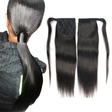 Fashion Long Straight Clip In  False Virgin Hair Ponytail HairPiece Wrap Around Hair Extension Ponytail