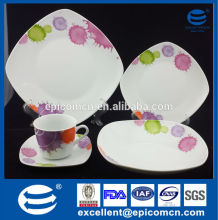 color painting ceramic dinnerware set for 4 person, square dinnerware set porcelain