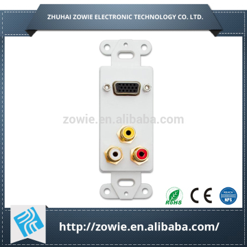 VGA + 3RCA AV wall plate insert