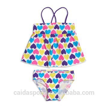 Full printing with hearts pretty lovely girl swimwear swim suit