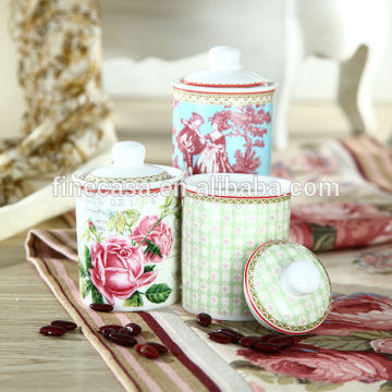 180CC New Bone China Elegant Red Ceramic Canister Set