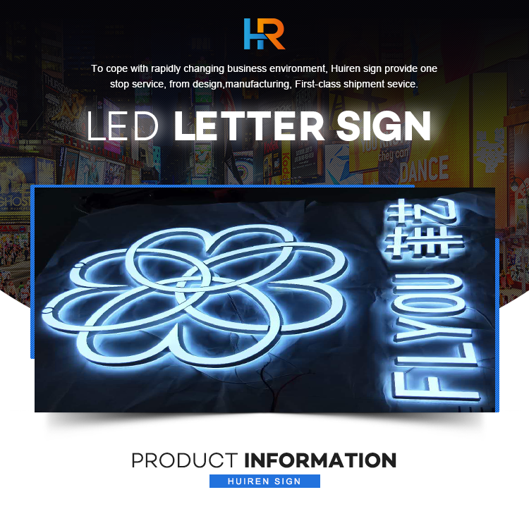 Outdoor or indoor 3d custom metal stainless steel halo lit letter illuminated led backlit logo sign