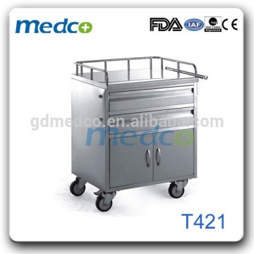 Hospital stainless steel emergency drugs trolley T421