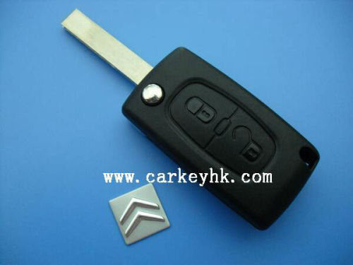 Citroen 2 buttons flip key case with groove blade no battery place CE0523