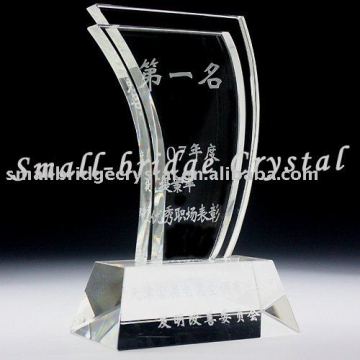 crystal trophy, crystal award, engraved crystal award