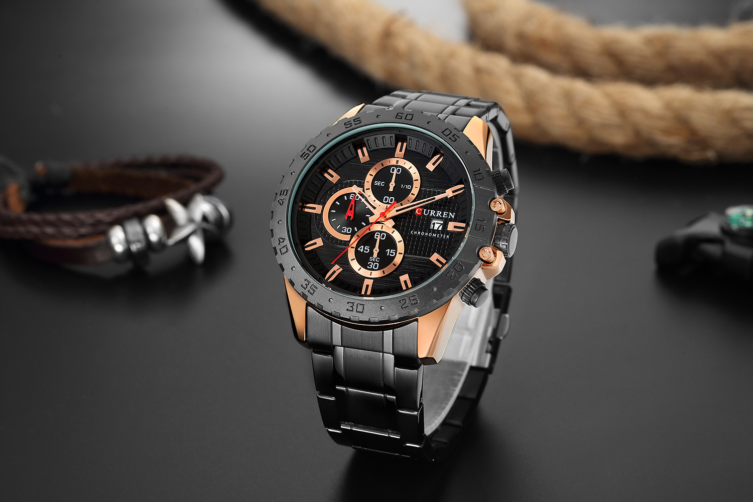 2020 Curren Mens Watch Gold Luxury Business Wristwatches Gold Chronograph Watch