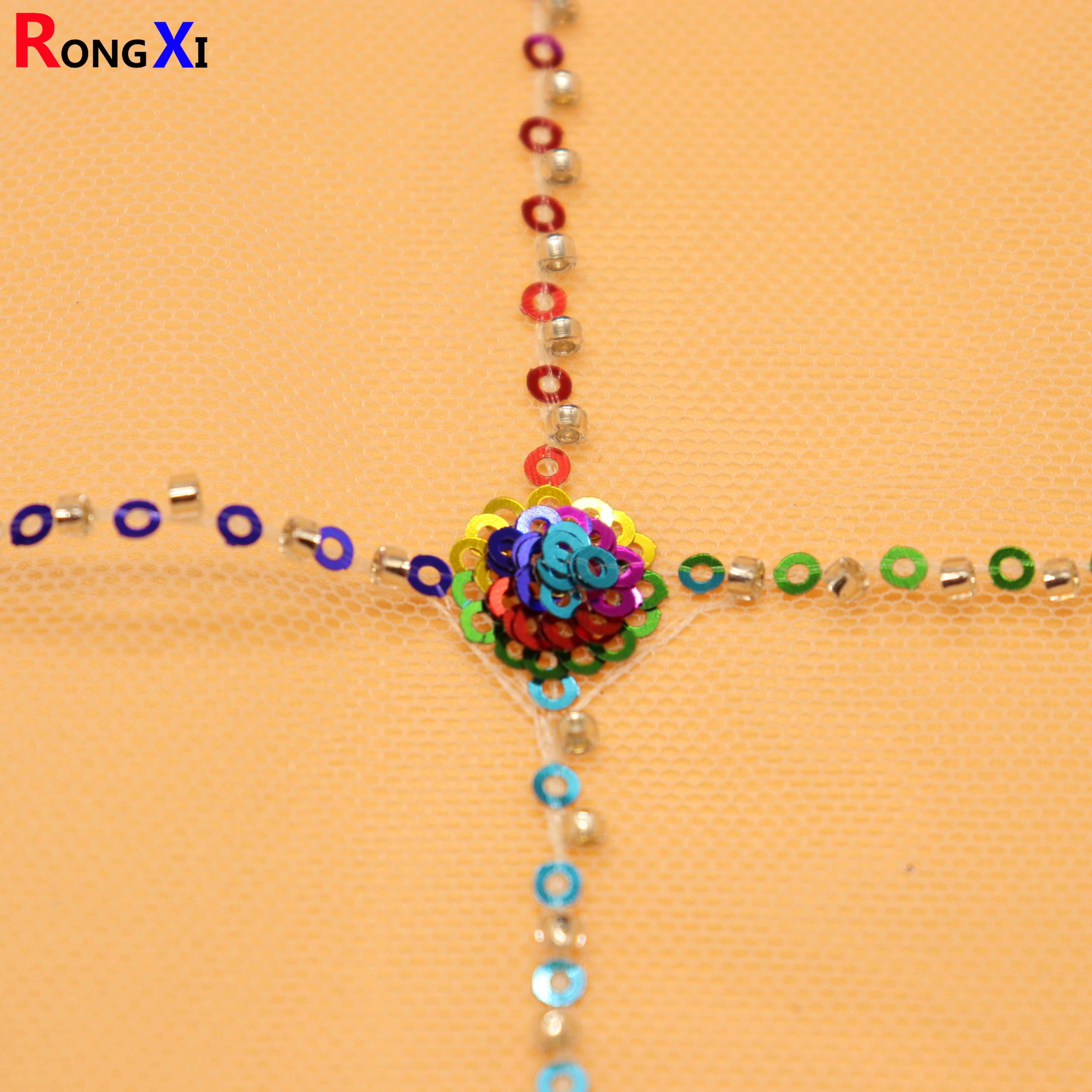 RXF1687 3mm New Design Gold Sequin Imbroidered Fabric 2019 With Low Price
