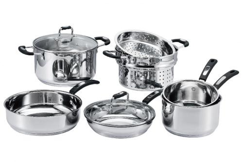 12 Pieces Stainless Steel Cookware Set with Steamer