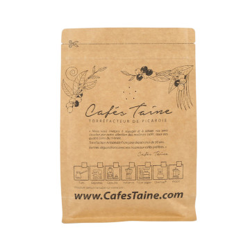 Gravure Printing Colorful Flat Bottom Ziplock Kraft Paper Coffee Bag