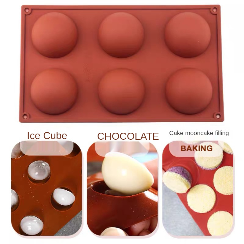 Food Grade BPA Free Round Shape Cake Mold Brown Half Ball Sphere Silicone Mold For Chocolate Dessert Mould DIY Decorating