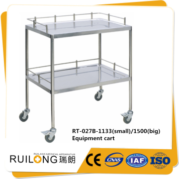 Fashion Safety Steel Frame Two Layer Hospital Trolley