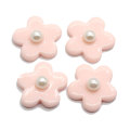 Ciondoli in resina di fiori di cinque petali di perle colorate Resina di fiori flatback per bambini Accessori per gusci in gomma con cordino in gomma