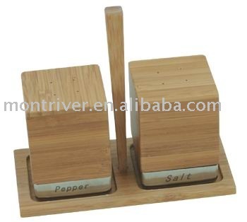 Bamboo salt and pepper container set