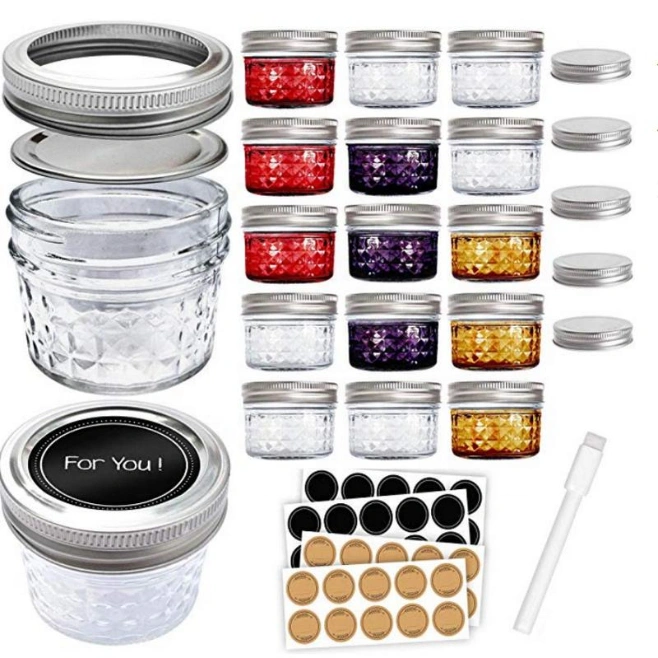 Top Quality Small Empty Mini Glass Mason Jar with Metal Lid for Jam Jelly