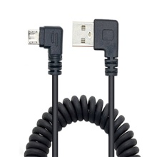 Left Bend Android Spring Cable Black Data Cable